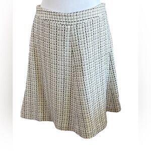 CHANTAL GAUDREAU Vintage White + Black Boucle Flared Skirt Petites Size 8P